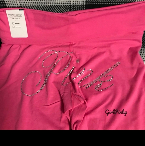 VS PINK YOGA PANTS BLING FLARE LEGGINGS ROSE Y2K - Picture 6 of 7